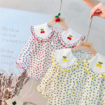 Ensemble bébé “Cherry Love – Jaune & Denim” – Image 2