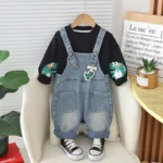 Ensemble Salopette + T-shirt Noir