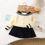 Ensemble Fille Sailor Chic – Jaune & Bleu Marine – Image 2